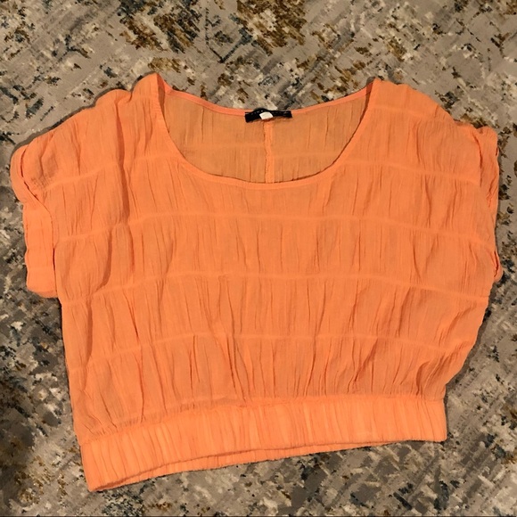 Final Touch Tops - Orange Final Touch Textured Crop Top